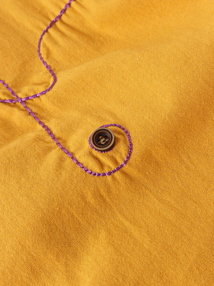 Button Embroidery O-neck Sleeveless Patchwork Vintage Tank Top 6 Button Embroidery O-neck Sleeveless Patchwork Vintage Tank Top - Image 6