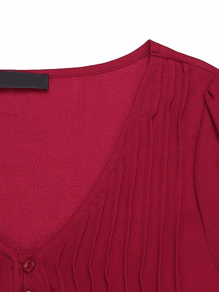 Sexy V Neck Lace Crochet 3/4 Sleeve Slim Blouse For Women 7 Sexy V Neck Lace Crochet 3/4 Sleeve Slim Blouse For Women - Image 7