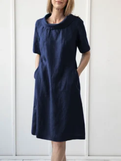Solid Short Sleeve Pocket Lapel Dress For Women -Zanzea Shop fd410661 9797 4ef3 8e71 c097e0dd427e