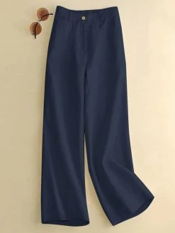 Solid Pocket Wide Leg Pants For Women -Zanzea Shop fd4a7611 aa64 4092 a1c7 a0d9a0218b0f