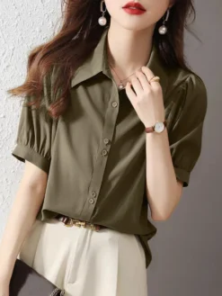 Women Solid Puff Sleeve Button Front Lapel Shirt 16 Women Solid Puff Sleeve Button Front Lapel Shirt -Zanzea Shop fdb88422 7a25 4843 a99e 7608b8fb2da5
