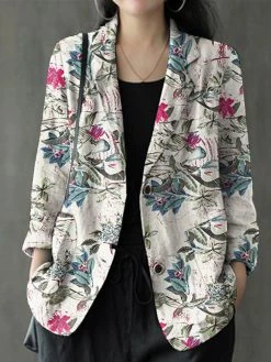 Floral Print Casual Lapel Collar Button Women Loose Blazer -Zanzea Shop fdf2f98c 62d2 4bc0 9cc5 e4483705ffa6