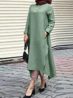 Asymmetrical Solid Color Long Sleeve Plus Size Dress With Pockets -Zanzea Shop fe249b50 3c73 49ff 9b23 26de6f1739f0