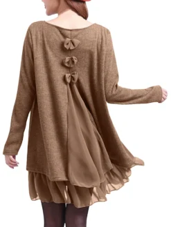 Casual Chiffon Patchwork Back Bow Double Layer Flared Blouse -Zanzea Shop fe402bb2 2949 4ffd b3a1 d625b77c3366