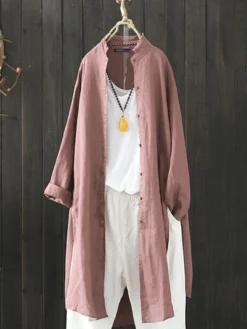 Vintage Irregular Button Split Solid Plus Size Long Shirt -Zanzea Shop fe86256e 1620 4817 a739 afebee50e24e