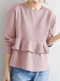 Ruffle Tiered Solid Long Sleeve Crew Neck Casual Blouse 23 Ruffle Tiered Solid Long Sleeve Crew Neck Casual Blouse -Zanzea Shop fea522dc 7077 49af 9a71 028cd69ac693