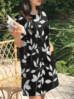 Leaves Print Pocket Crew Neck Short Sleeve Casual Dress 22 Leaves Print Pocket Crew Neck Short Sleeve Casual Dress -Zanzea Shop ff082535 223d 4601 b1c9 4f2deef99d36