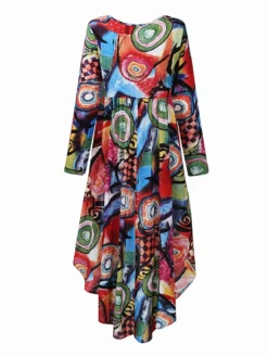 Graffiti Print High Low Long Sleeve Plus Size Blouse -Zanzea Shop ff3ac076 2cd9 4d7d bde6 52874247c797