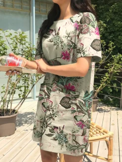 Flower Leaves Print Short Sleeve Crew Neck Vintage Dress 19 Flower Leaves Print Short Sleeve Crew Neck Vintage Dress -Zanzea Shop ff4d371f 39ba 4ee6 985a 50cbaec0fe8c