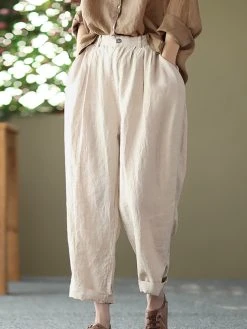 Leisure Solid Cotton Pocket Casual Pants -Zanzea Shop ff52a07a 18ad 4e9d b118 b1952b9a5b88